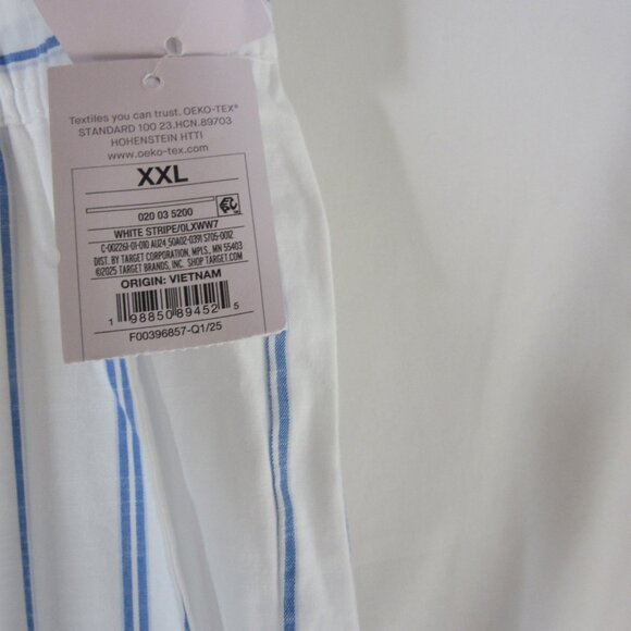 Auden Pajama Set 2 Piece Blue White Striped Long Sleeve & Pants Size XXL NWT - Picture 10 of 13